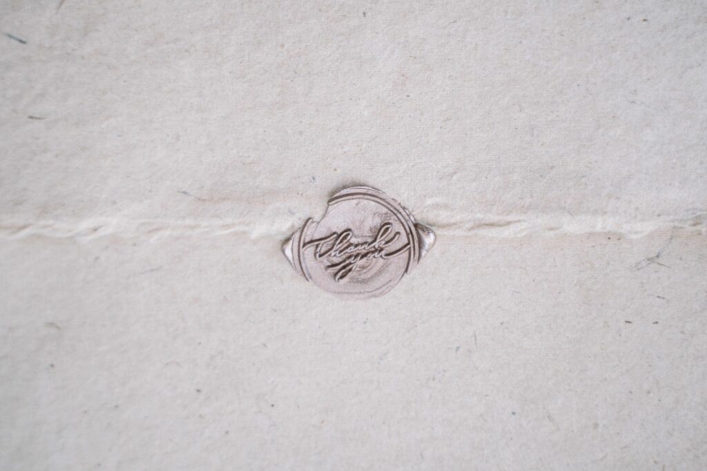 wax seal on a textured paper
