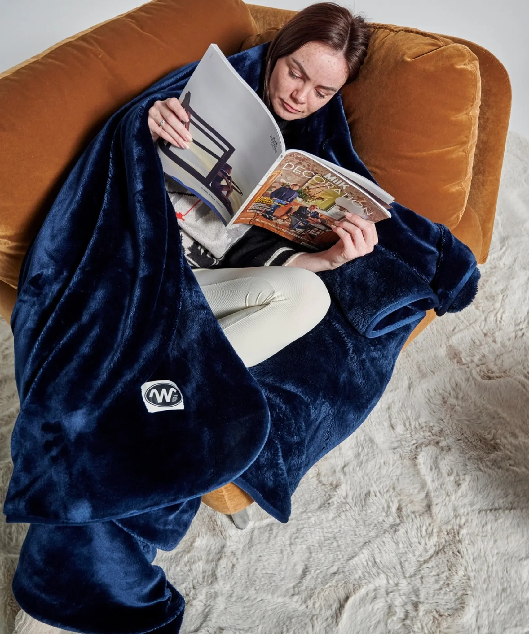plaid polaire cosy bleu nuit waro detail texture 2048x2048
